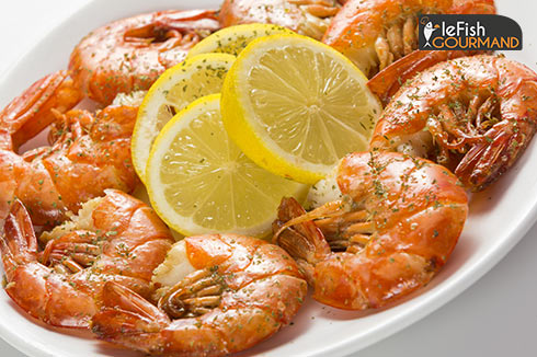 Queues de Gambas marinées Ail et Persil sautées à la plancha